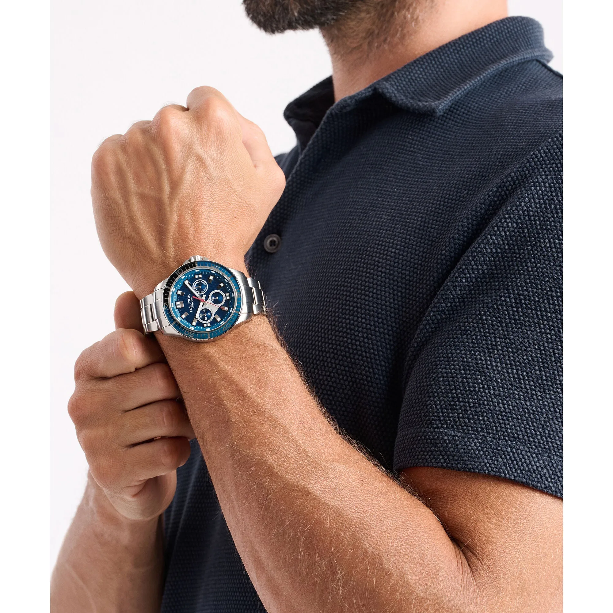 Nautica Mens Nct Windrose Stainless Steel Watch Nautica Clothing