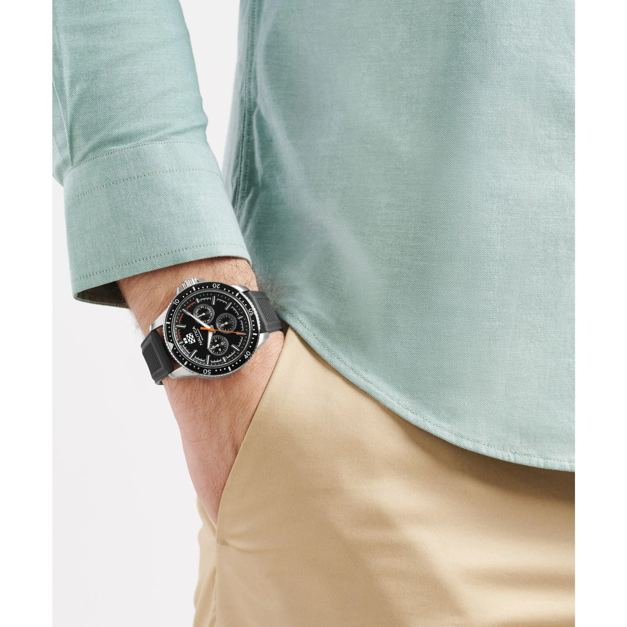 Nautica Mens Nct Windrose Wheat Fiber Strap 3-Hand Watch Nautica Clothing