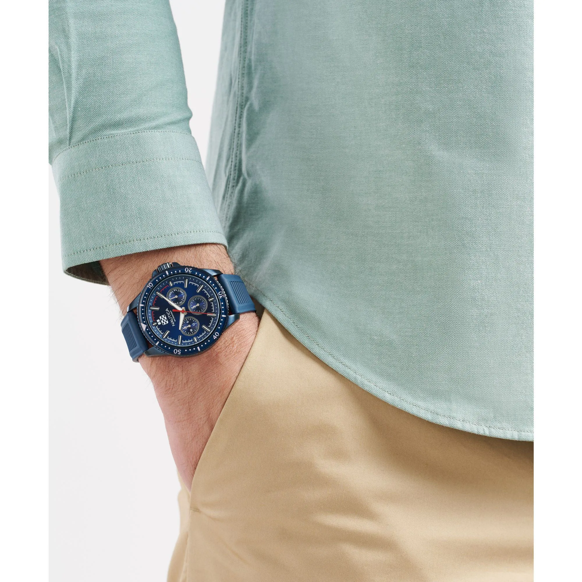 Nautica Mens Nct Windrose Wheat Fiber Strap 3-Hand Watch Nautica Clothing