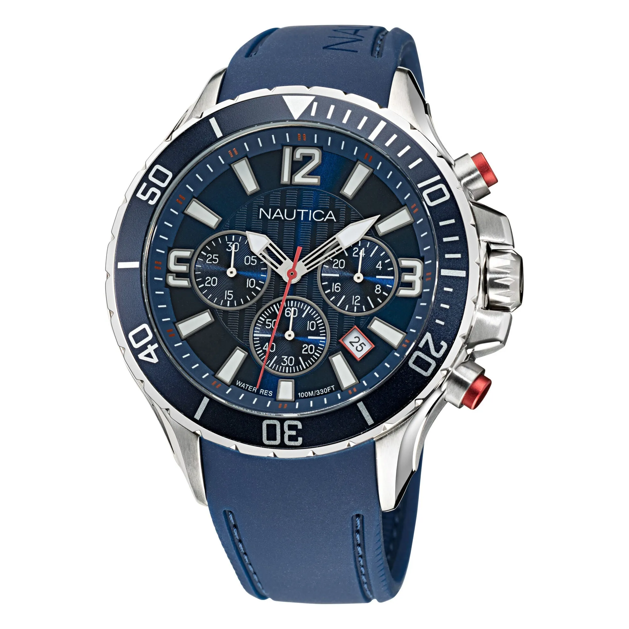 Nautica Men's Nst Chronograph Stainless Steel And Silicone Watch Multi Nautica