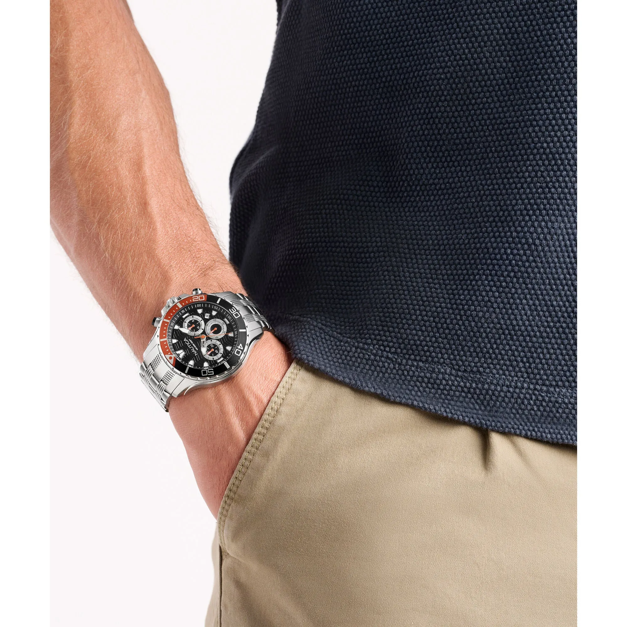 Nautica Mens Nst Chronograph Stainless Steel Watch Nautica Clothing