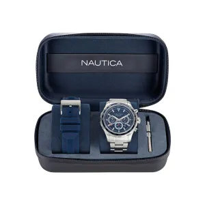 Nautica Men's Nst Stainless Steel And Silicone Watch Box Set Multi Nautica