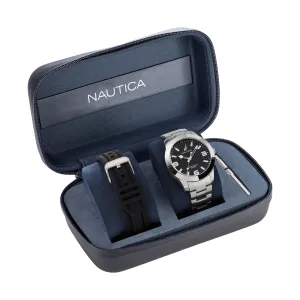 Nautica Mens Pacific Beach Stainless Steel And Silicone Watch Box Set Nautica Clothing