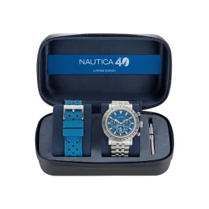 Nautica Men's Spettacolare 40Th Anniversary Stainless Steel And Silicone Watch Box Set Multi Nautica