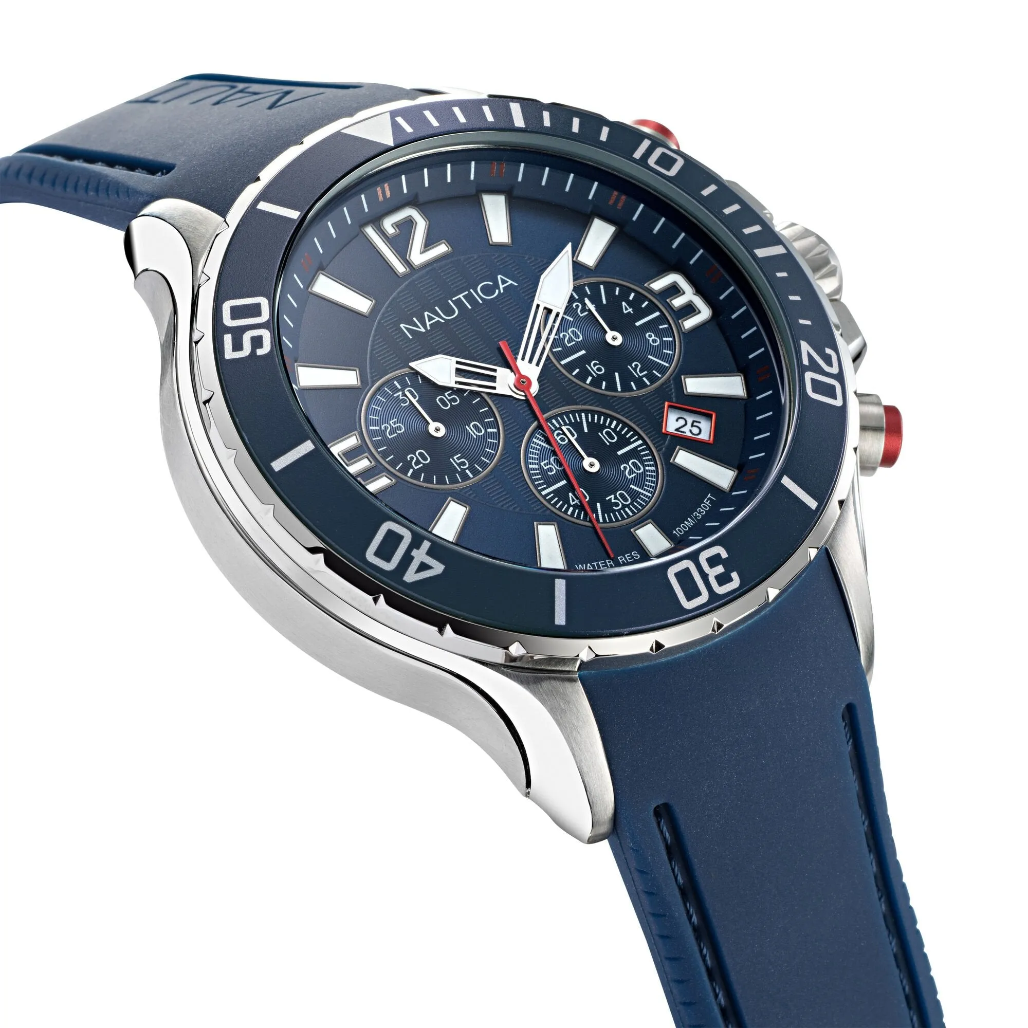 Nautica Nst Chronograph Stainless Steel And Silicone Watch Nautica Clothing