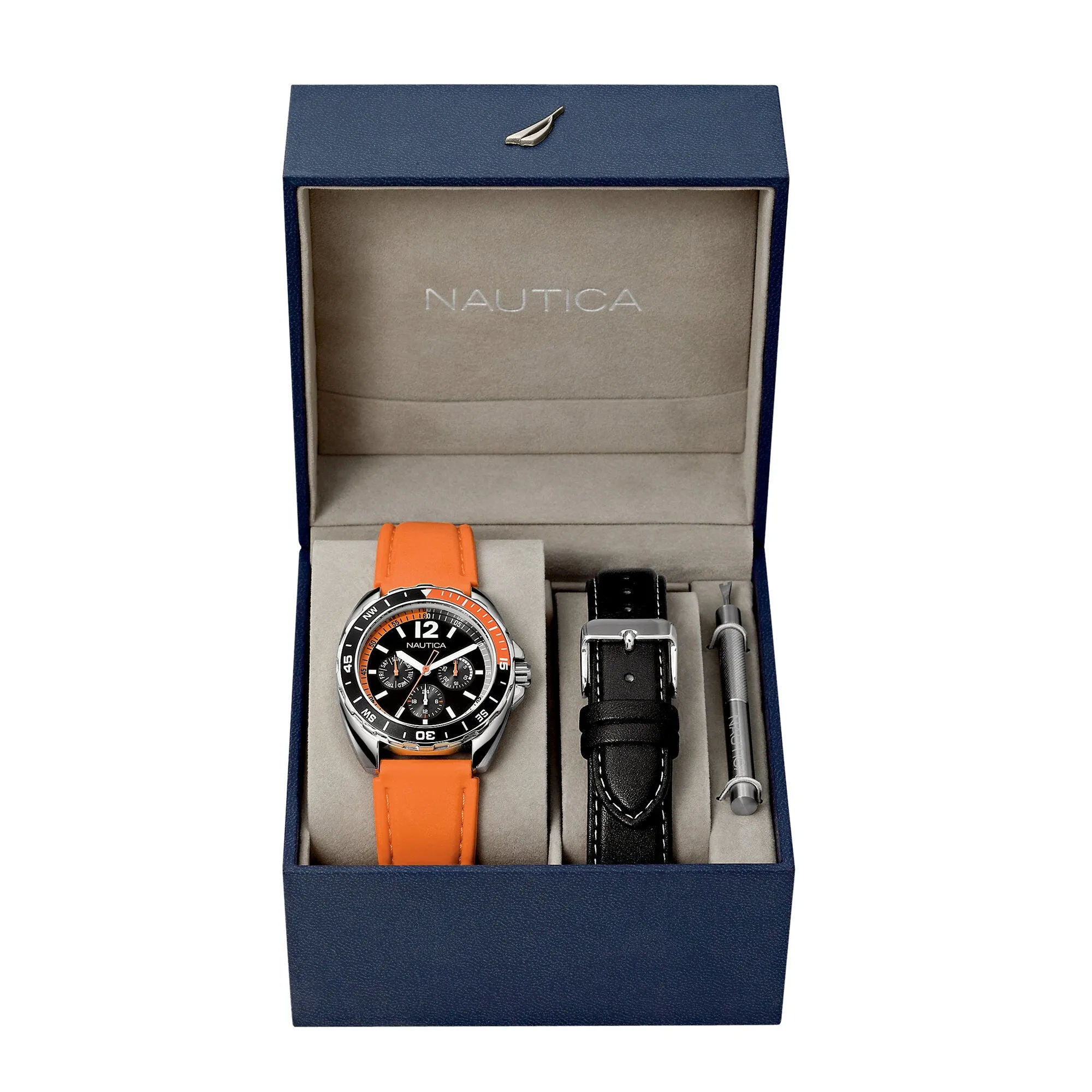 Nautica Sport Ring Watch Box Set - Orange Multi Nautica