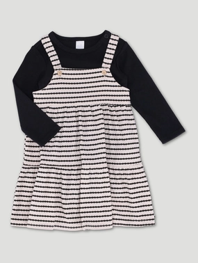 New fashion arrivals Baby Girls Tee & Striped Textured Dress - Stone Fashion storage (wardrobes, hangers, etc.)