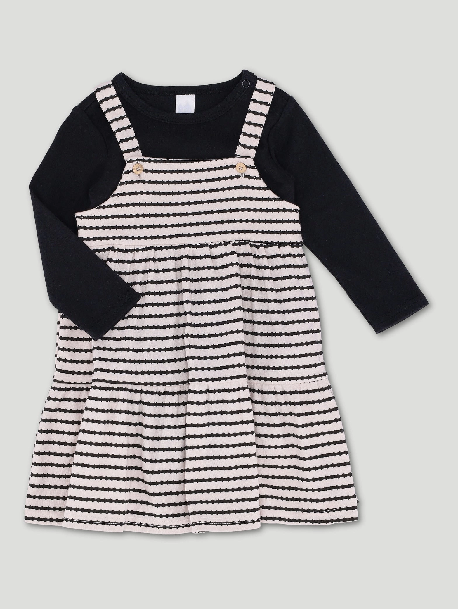 Activewear gear Baby Girls Tee & Striped Textured Dress - Stone Activewear gear