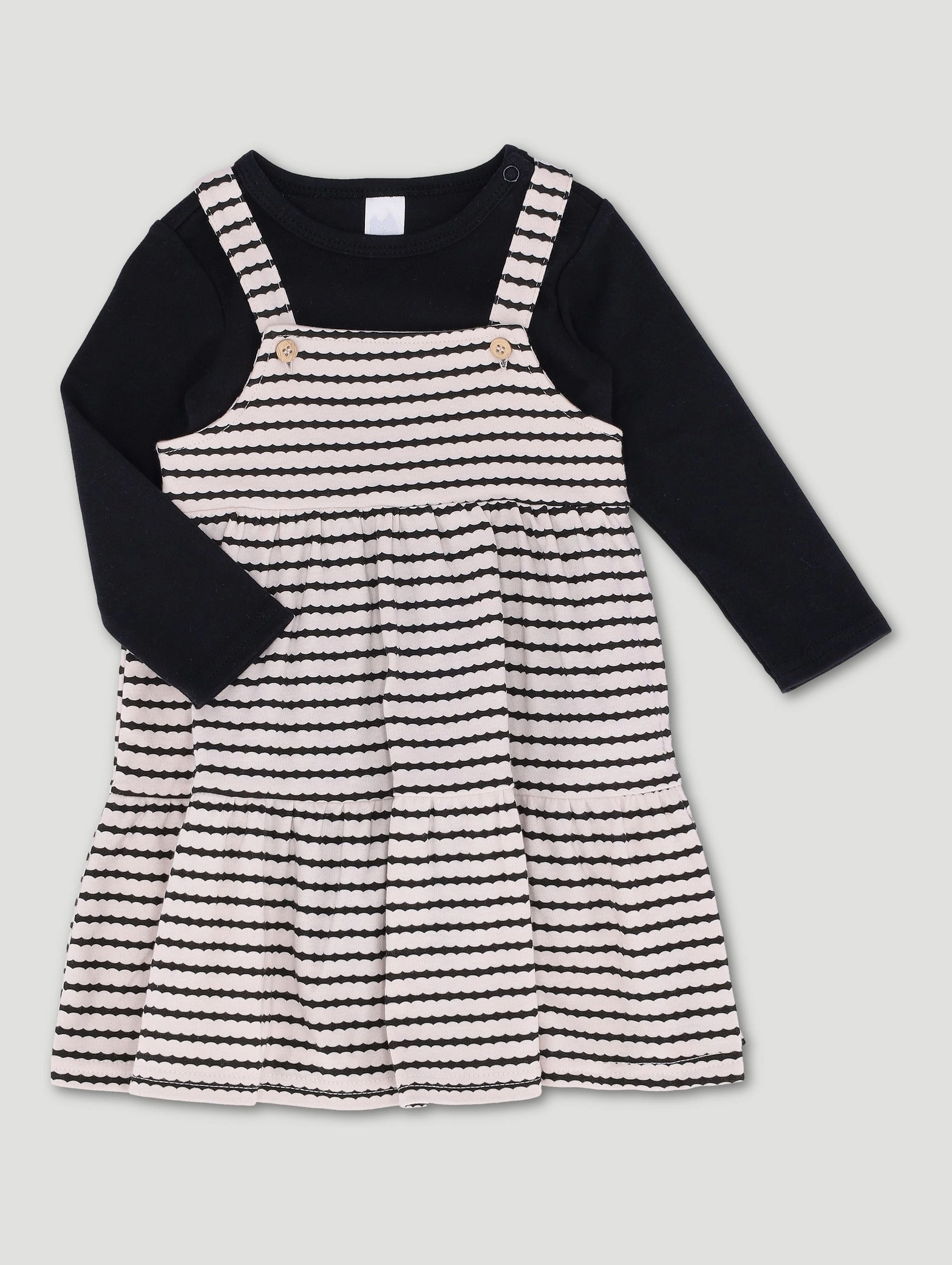 New fashion arrivals Baby Girls Tee & Striped Textured Dress - Stone Fashion storage (wardrobes, hangers, etc.)