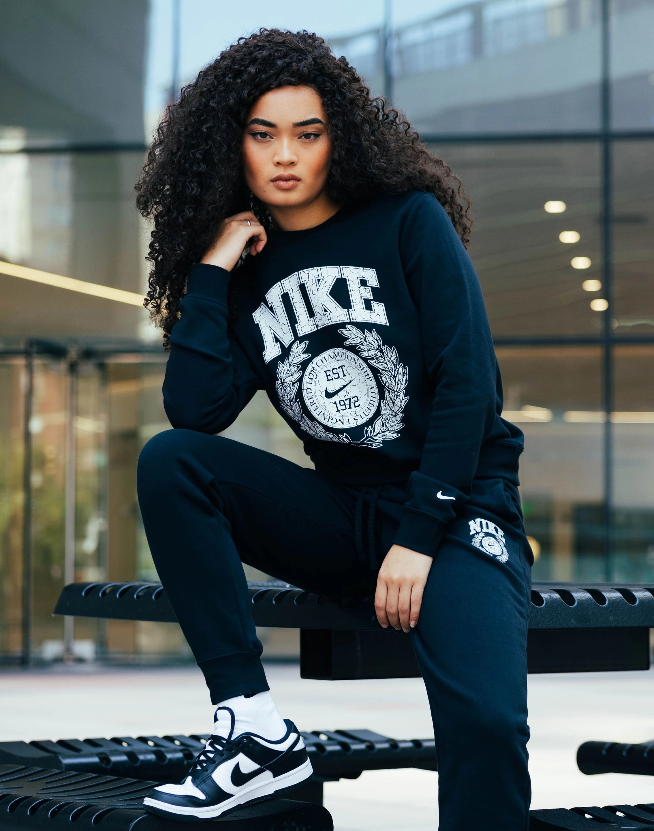 Nike Club Fleece Crewneck Sweatshirt Leather - material fashion Silk - fabric fashion