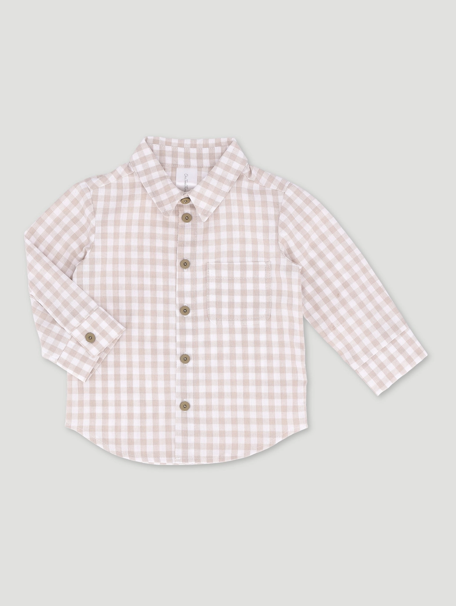 Baby Boys Flannel Shirt - Stone Military - inspired fashion Bohemian style items