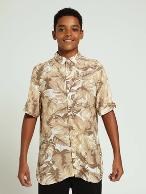 Online fashion shopping Boys Floral Viscose Shirts - Stone Fashion trends