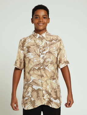 Online fashion shopping Boys Floral Viscose Shirts - Stone Fashion trends