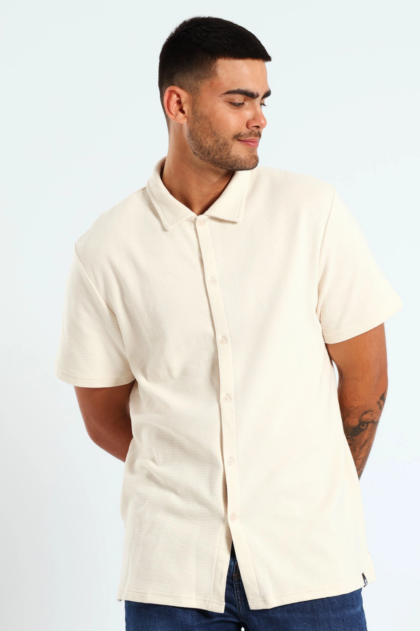 Ottoman Knit Shirt - Off White Printed fashion Fashion swaps