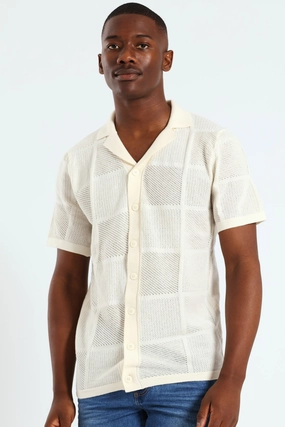 Outerwear options Resort Crochet Knit Shirt - Off White Fashionable goods