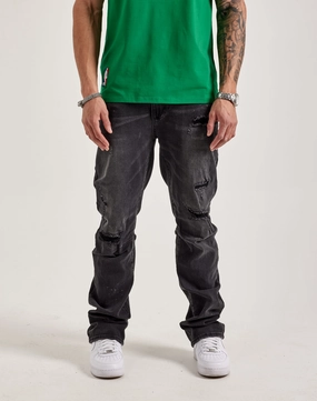 Outerwear options Smoke Rise Wave Effect Straight Denim Jeans Workwear options
