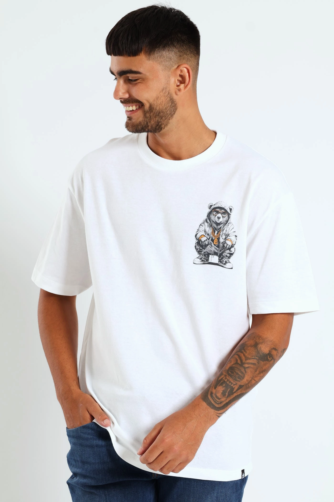 Over Sized Printed Tee - White