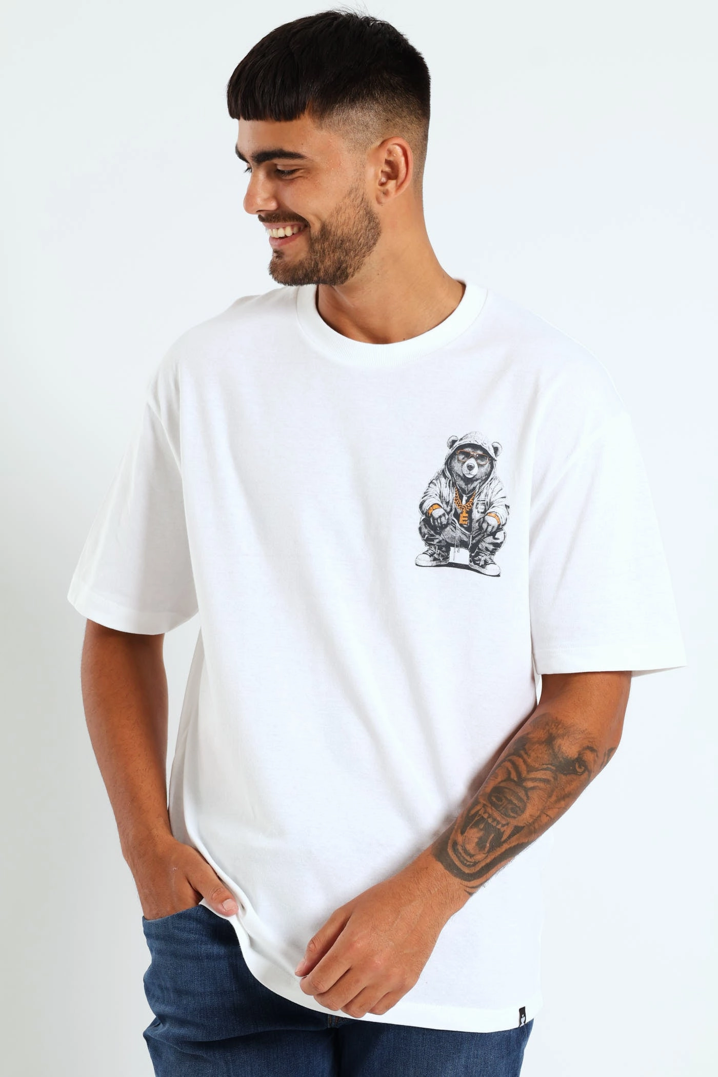 Over Sized Printed Tee - White