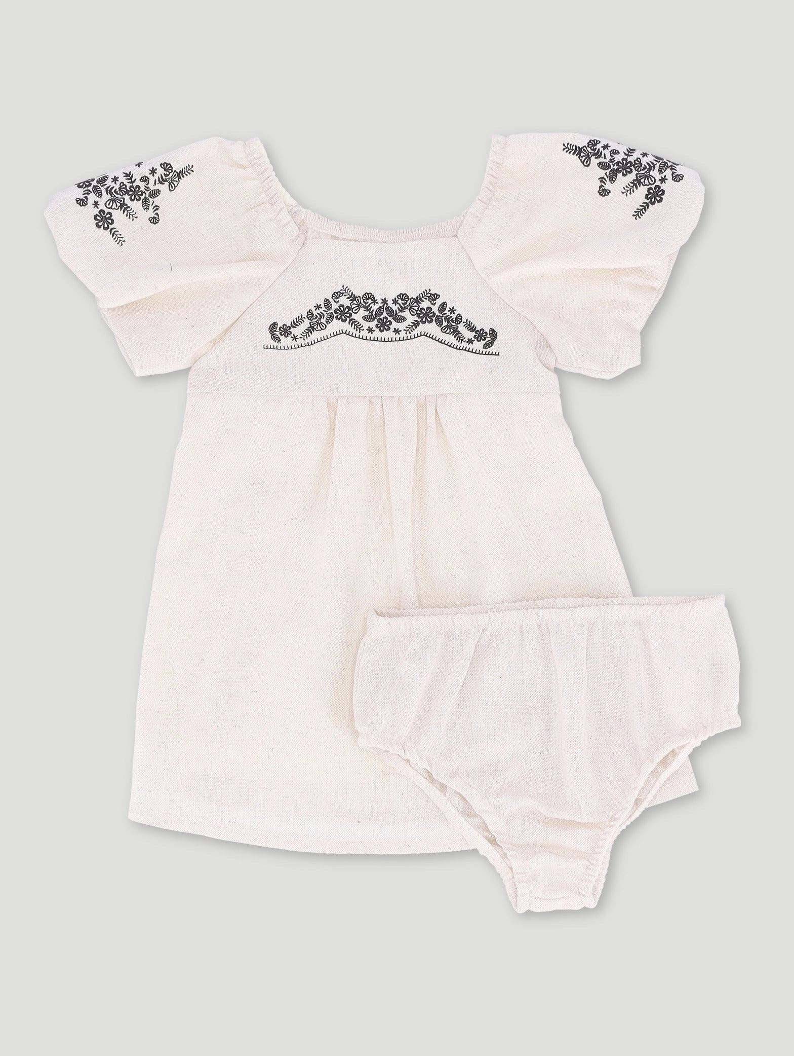 Linen - crafted fashion Baby Girls Occasion Dress With Under Pantie - Light Stone Fashion swaps