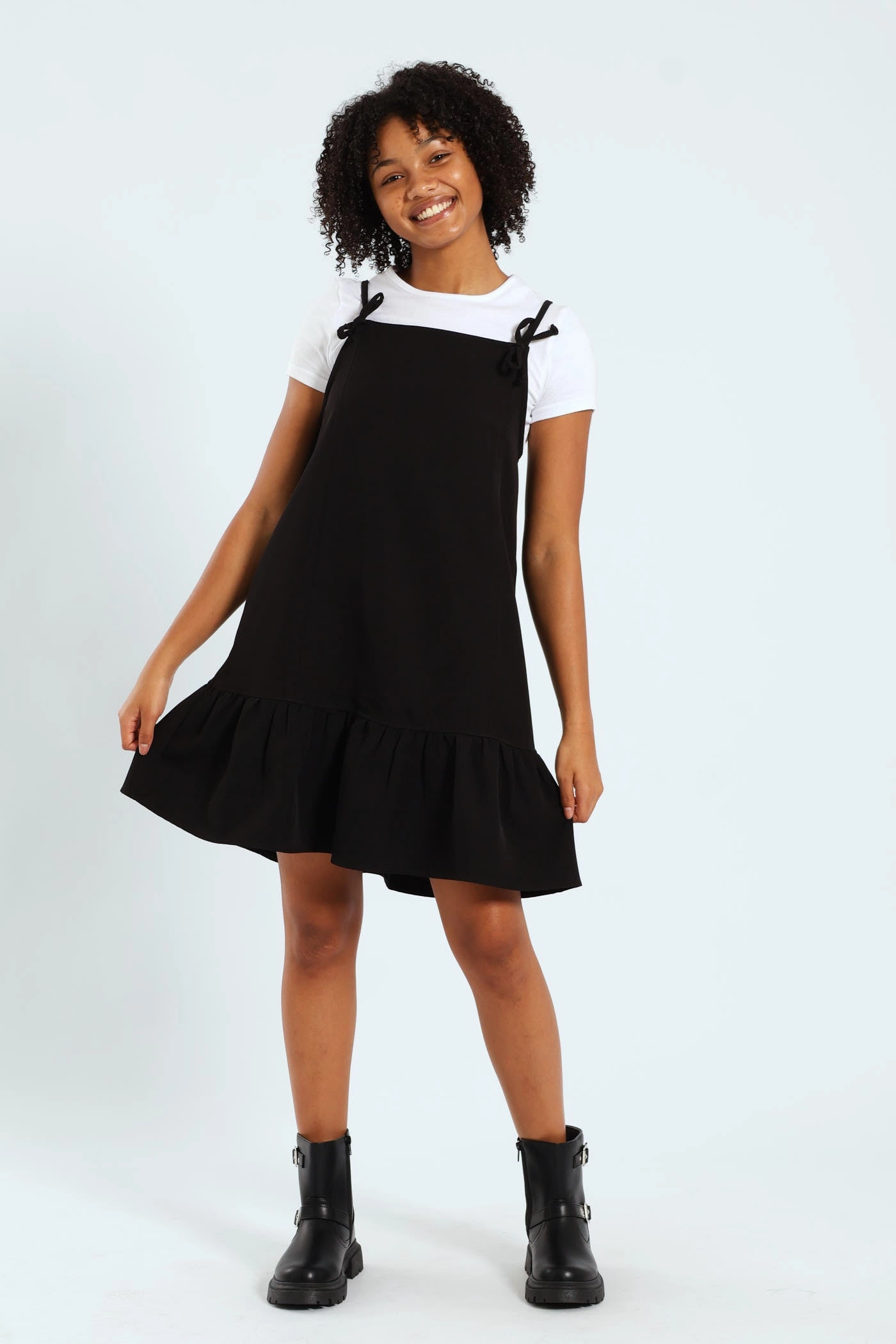Girls Twofer Strappy Dress With Bows - Black Fashion for all ages Fashion exhibitions