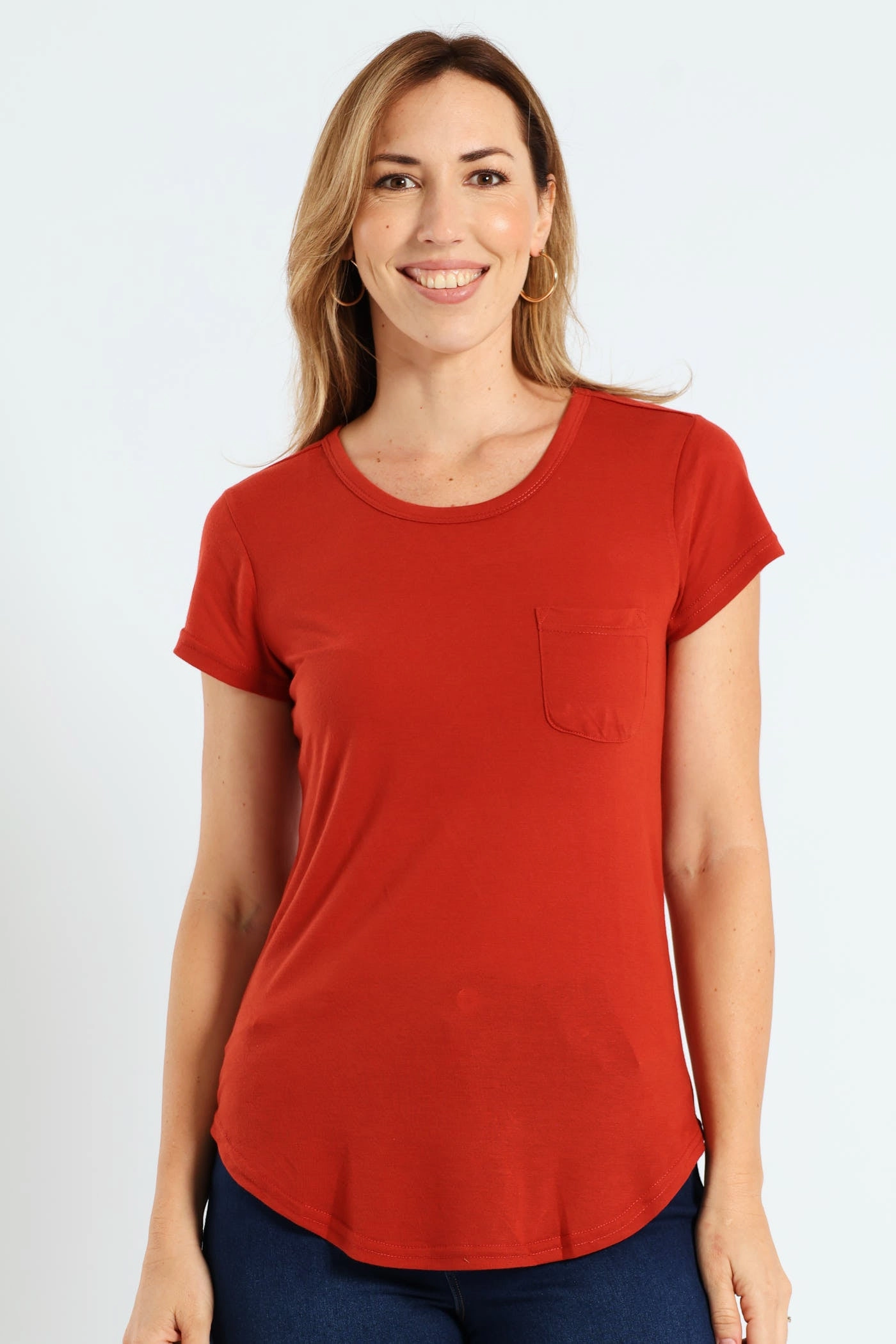 Plain Pocket Tee - Brick
