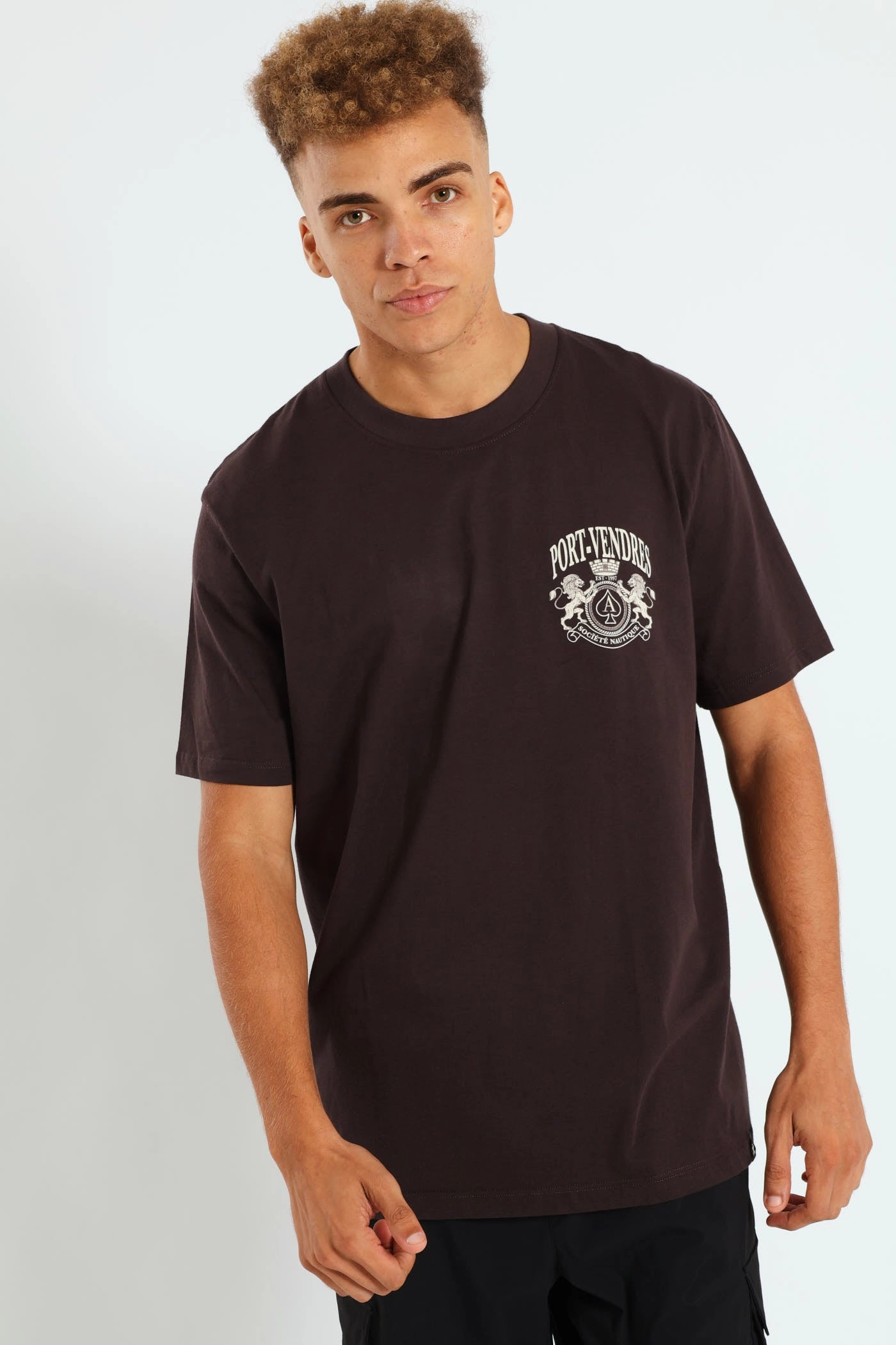 Port Vendres Front & Back Print Tee - Chocolate