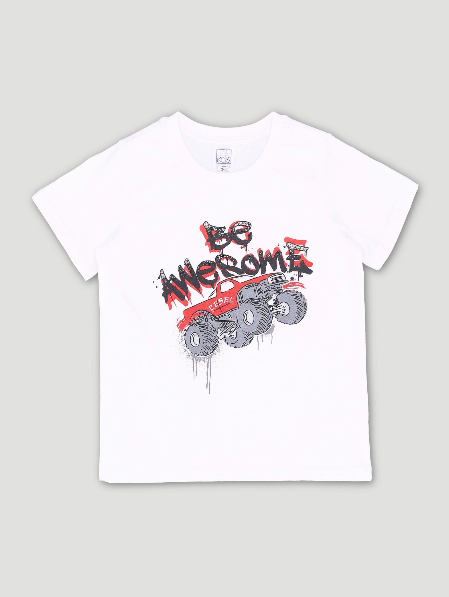 Pre-Boys Be Awesome Truck Tee - White