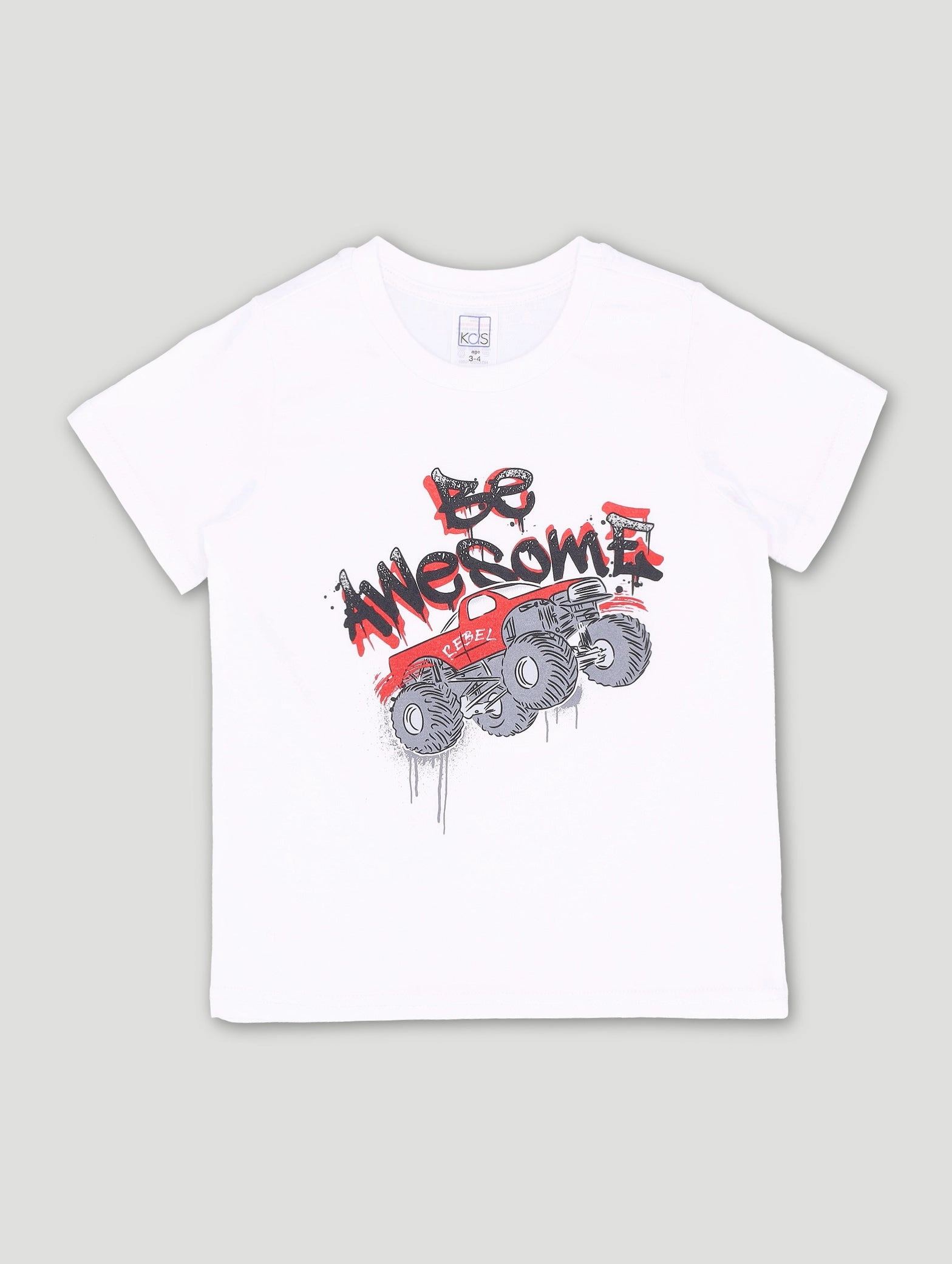 Pre-Boys Be Awesome Truck Tee - White