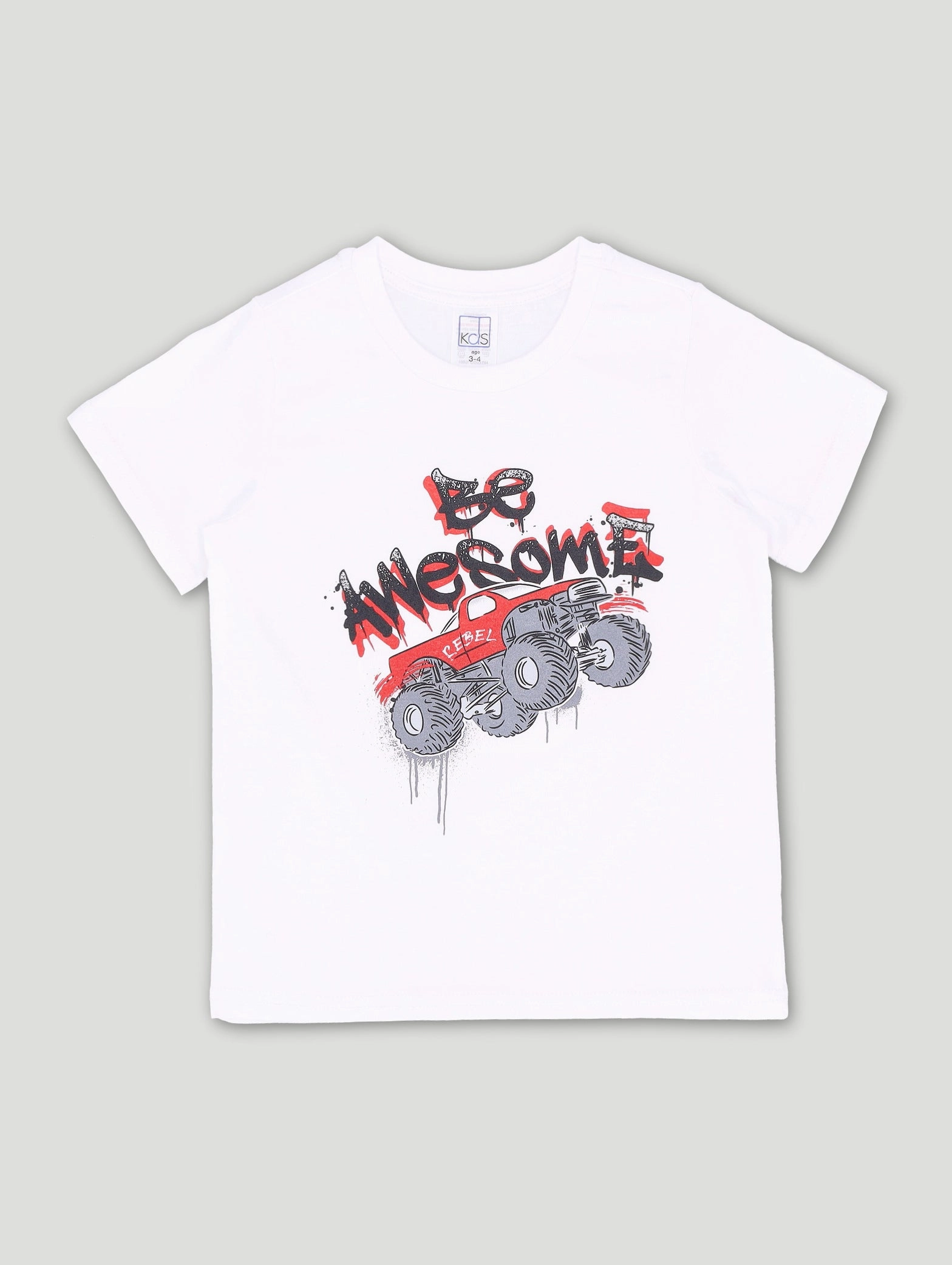 Pre-Boys Be Awesome Truck Tee - White