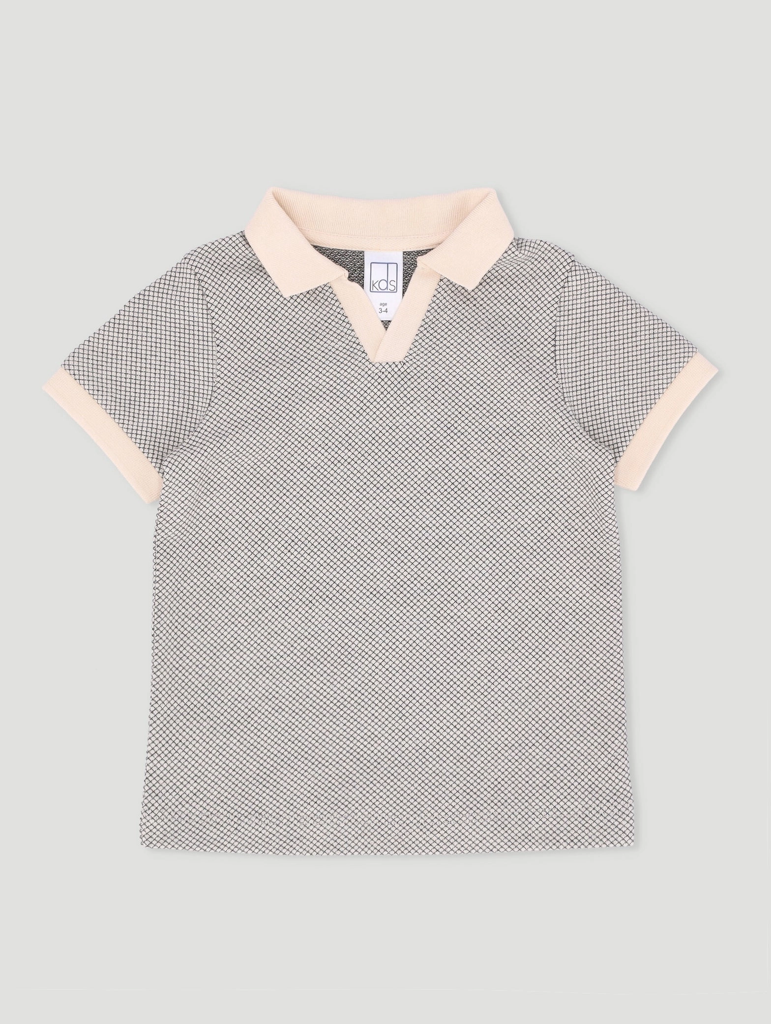 Pre-Boys Notch Polo Mini Check Golfer - Cream