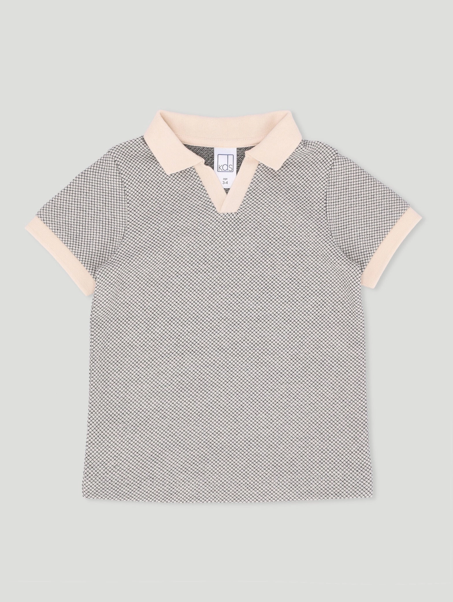 Pre-Boys Notch Polo Mini Check Golfer - Cream