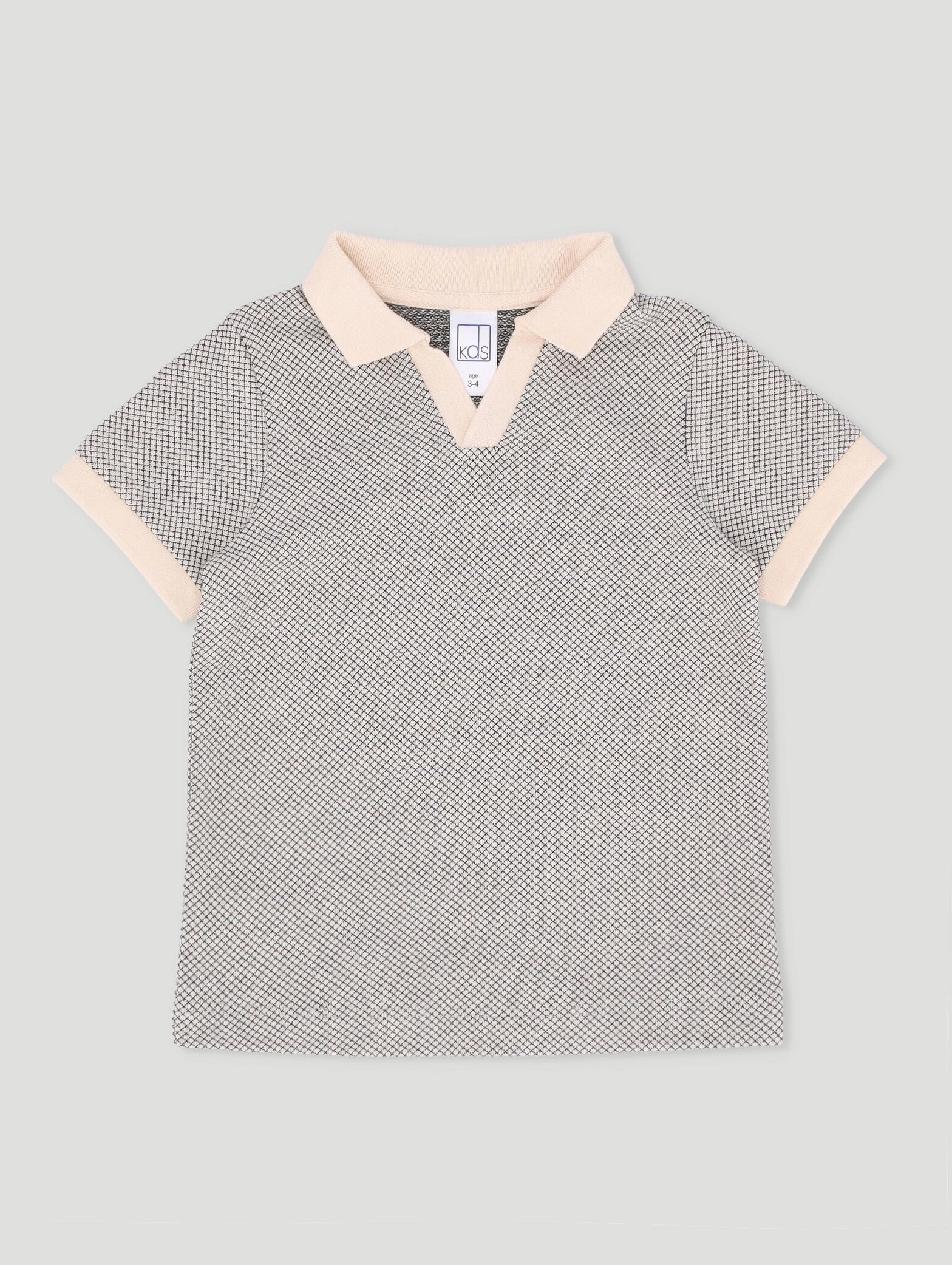 Pre-Boys Notch Polo Mini Check Golfer - Cream