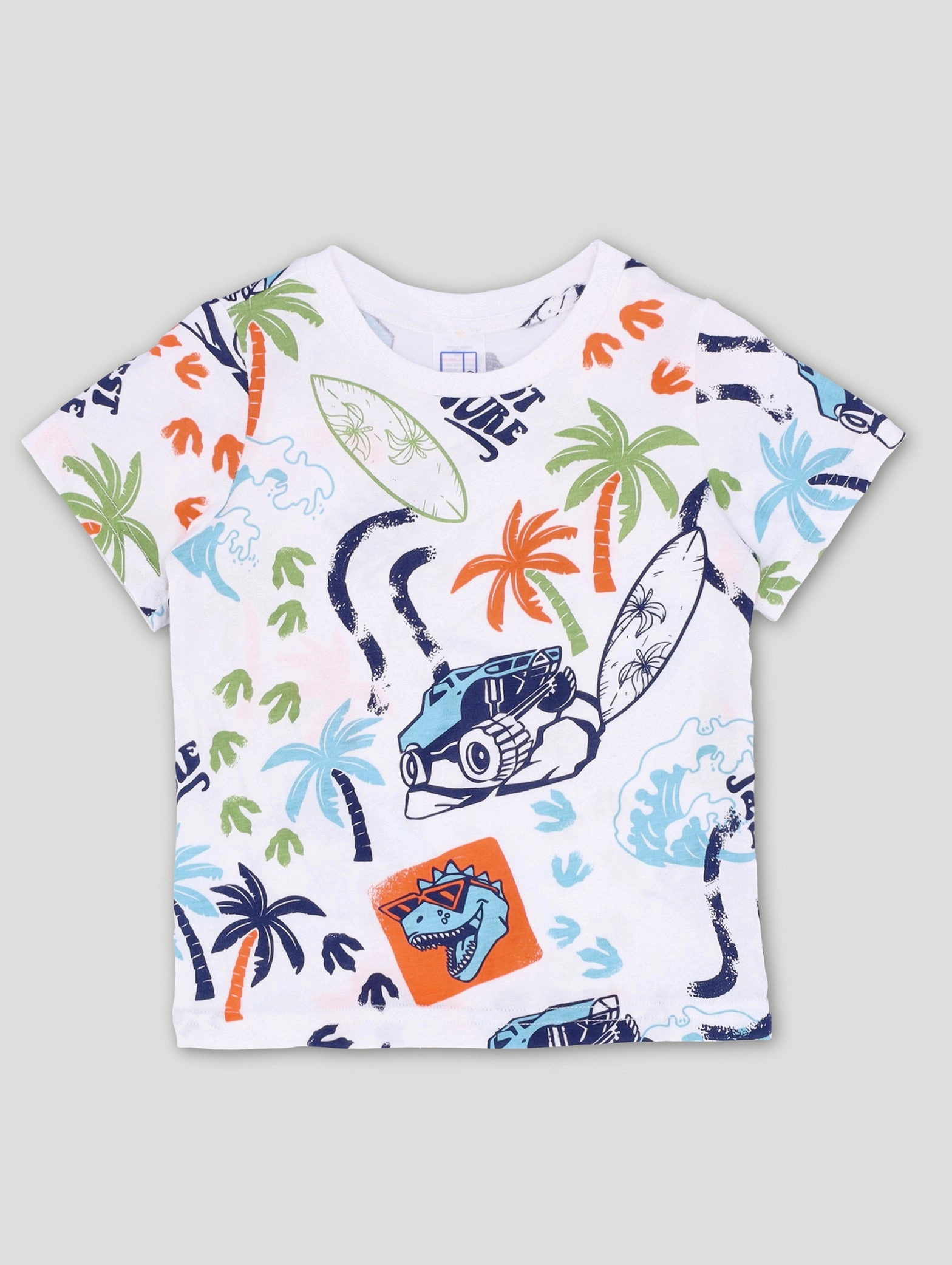 Pre-Boys Palm Dino Tee - White