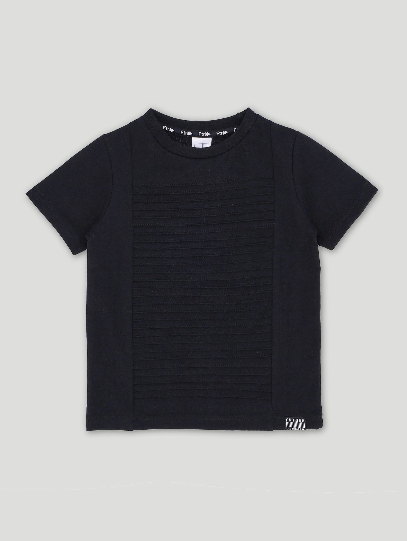 Pre-Boys Pintuck Panel Tee - Black