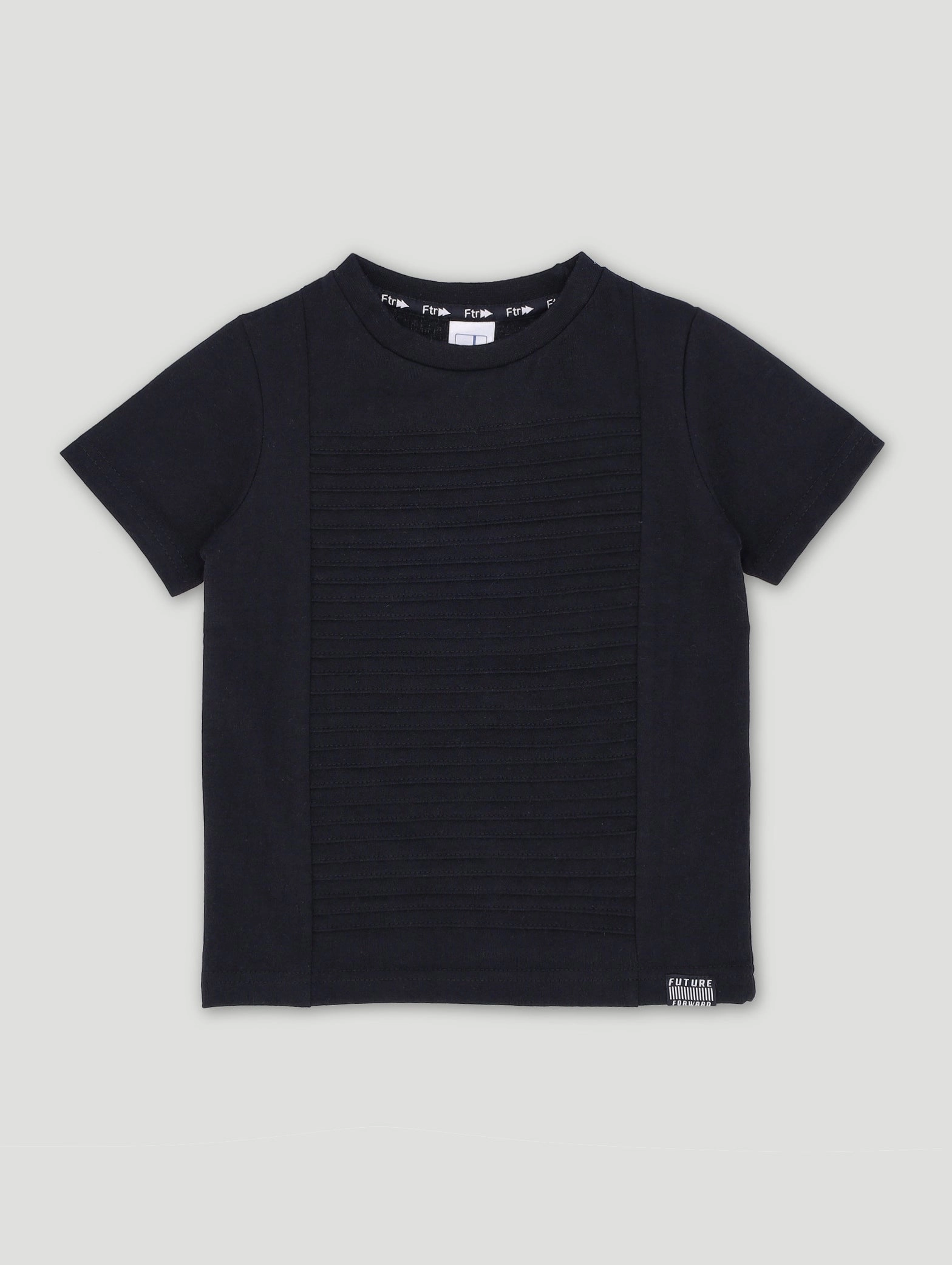 Pre-Boys Pintuck Panel Tee - Black