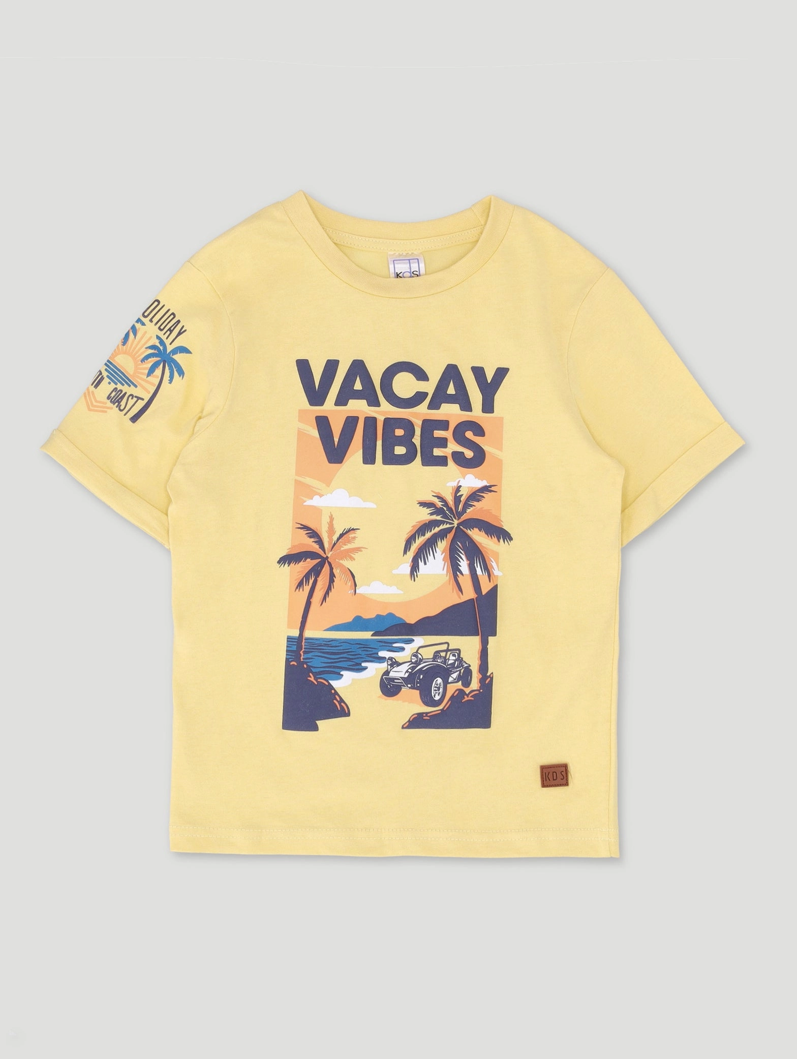 Pre-Boys Rolled Sleeve Beach Tee - Light Yellow