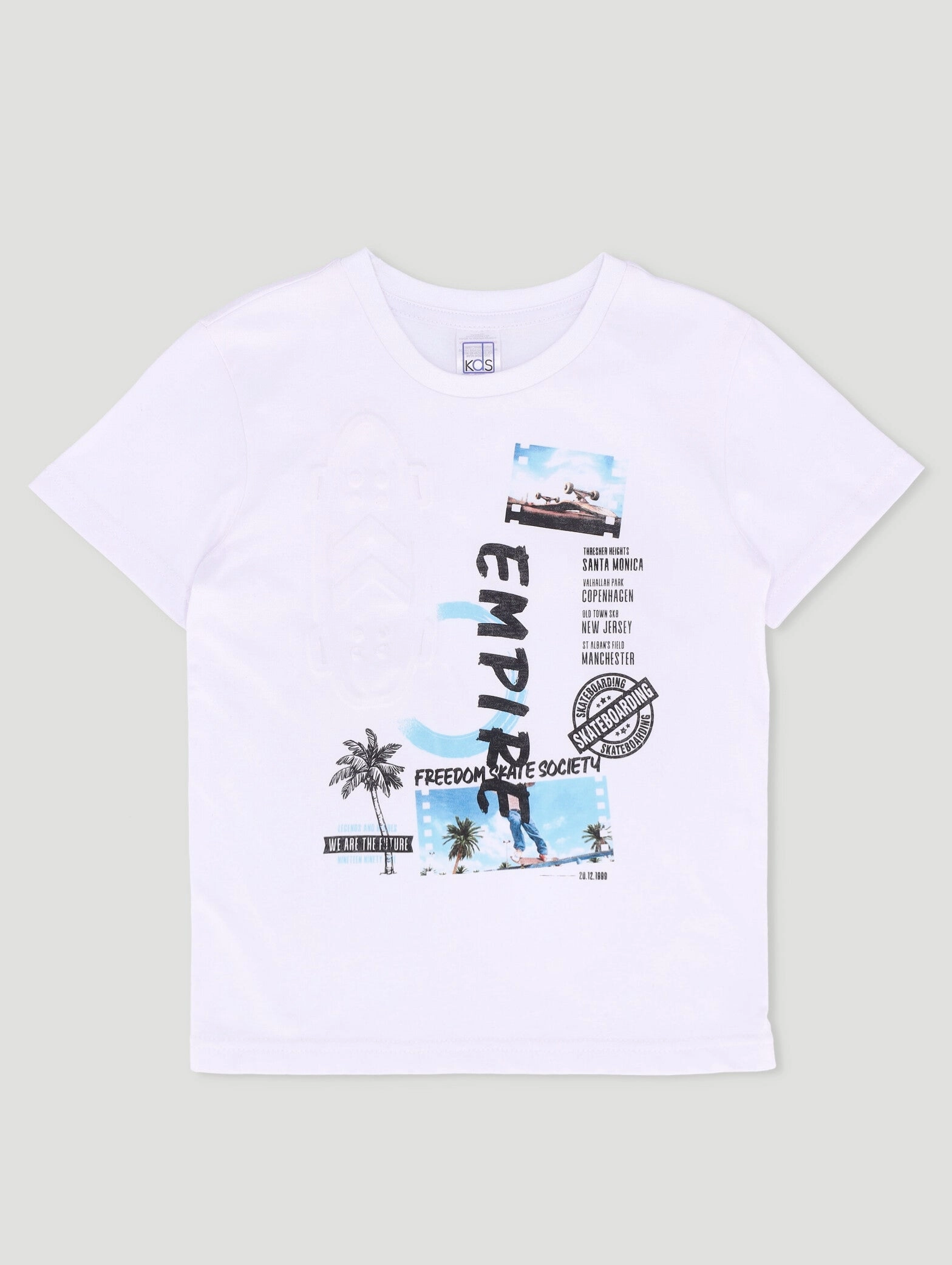 Pre-Boys Skate Emboss Tee - White