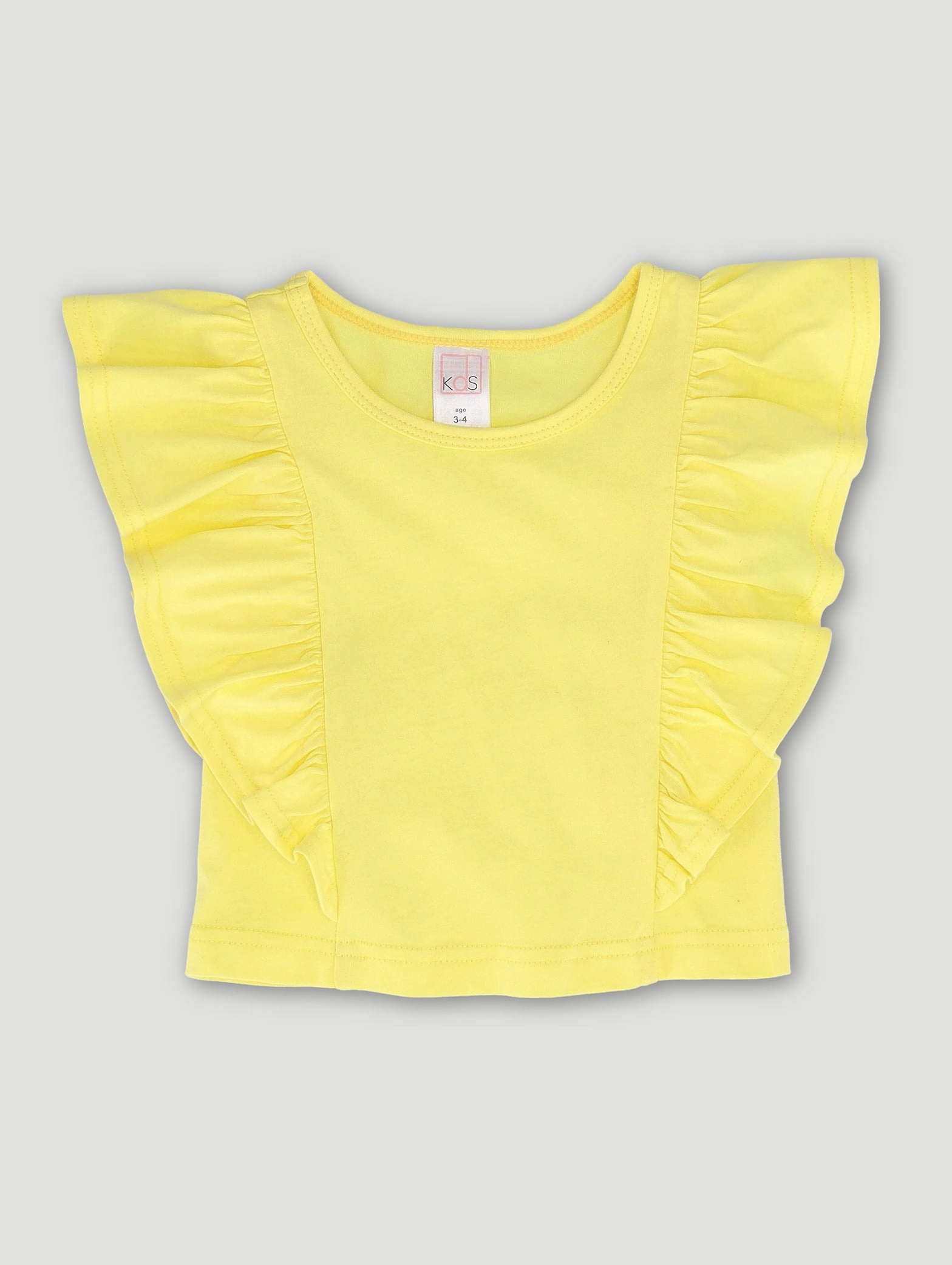 Pre-Girls Flutter Sleeve Plain Tee - Yellow