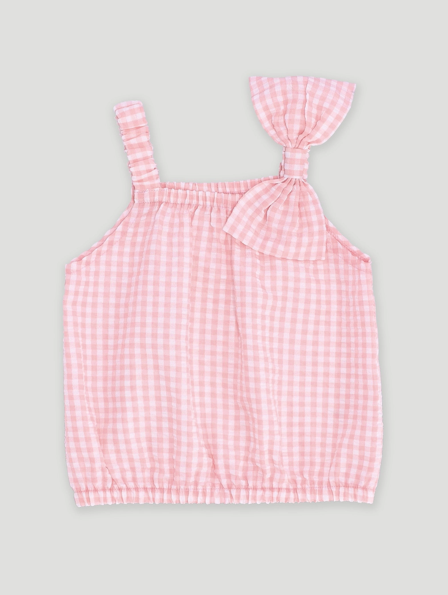 Pre-Girls Seersucker Check Blouse - Light Pink