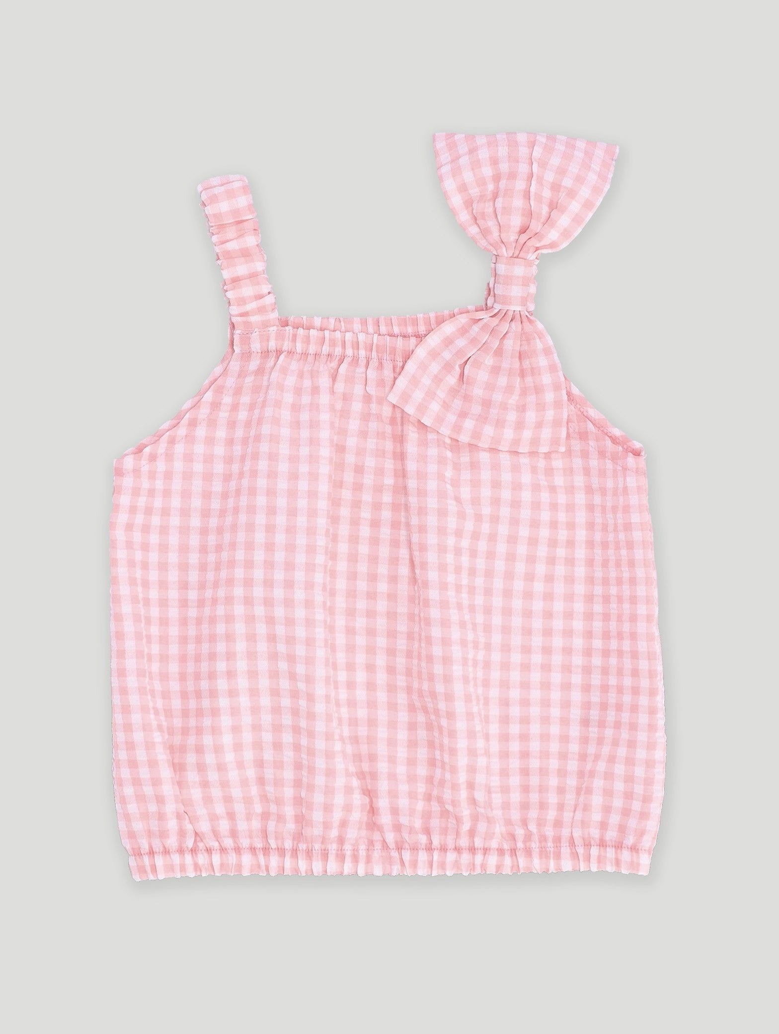 Pre-Girls Seersucker Check Blouse - Light Pink