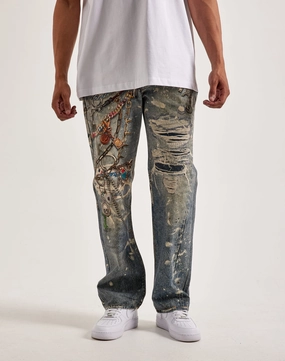 Preme Printed Chain Jeans Formal wear selections Fashionable goods