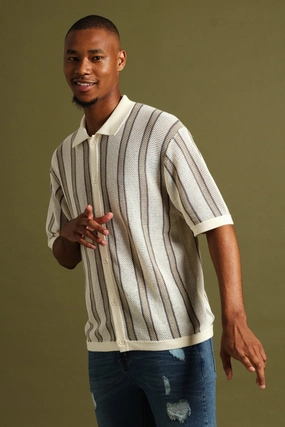 Preppy style items Crochet Shirt - Stone Affordable fashion