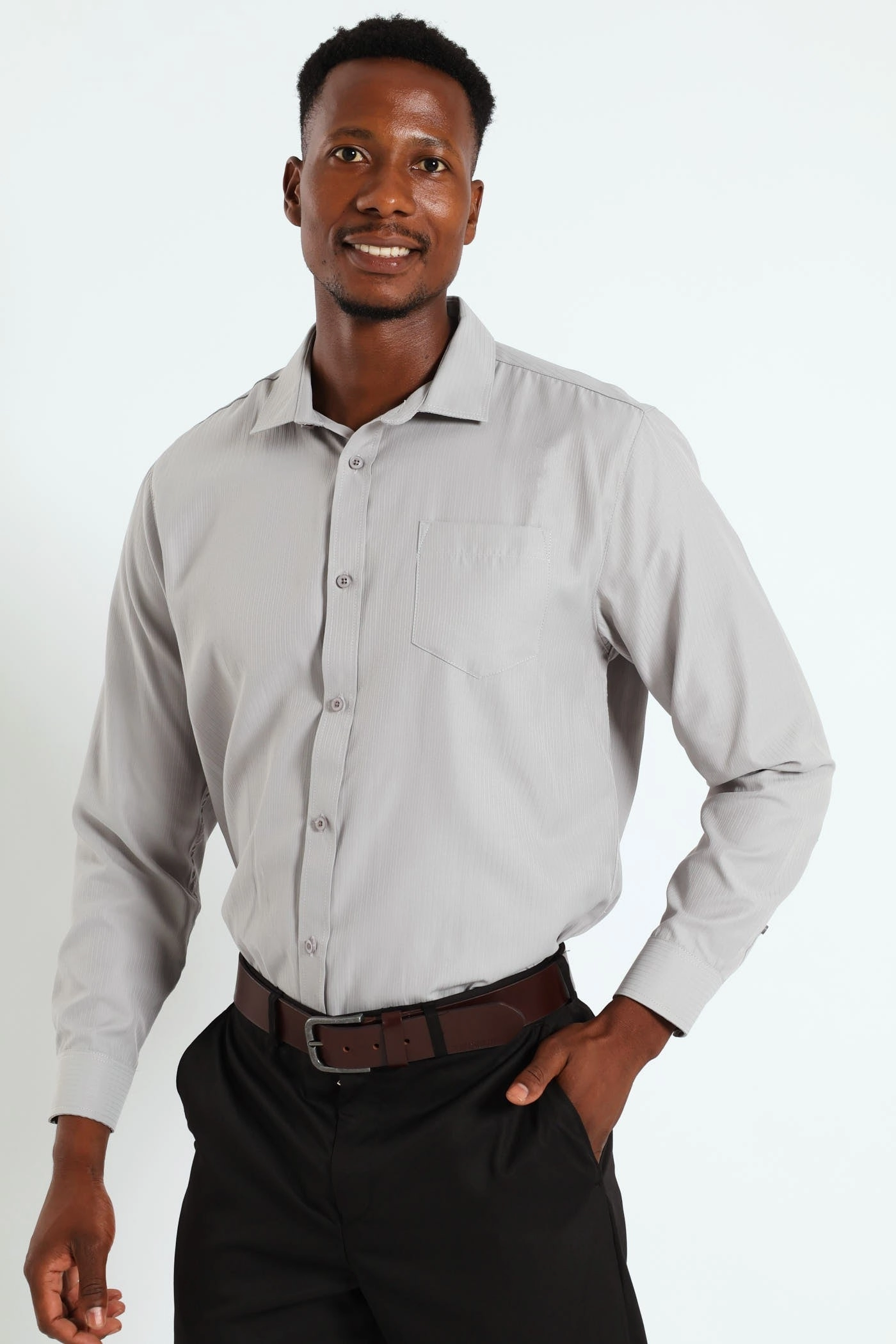 Preppy style items Summer Dobby Shirt - Grey Fashion essentials