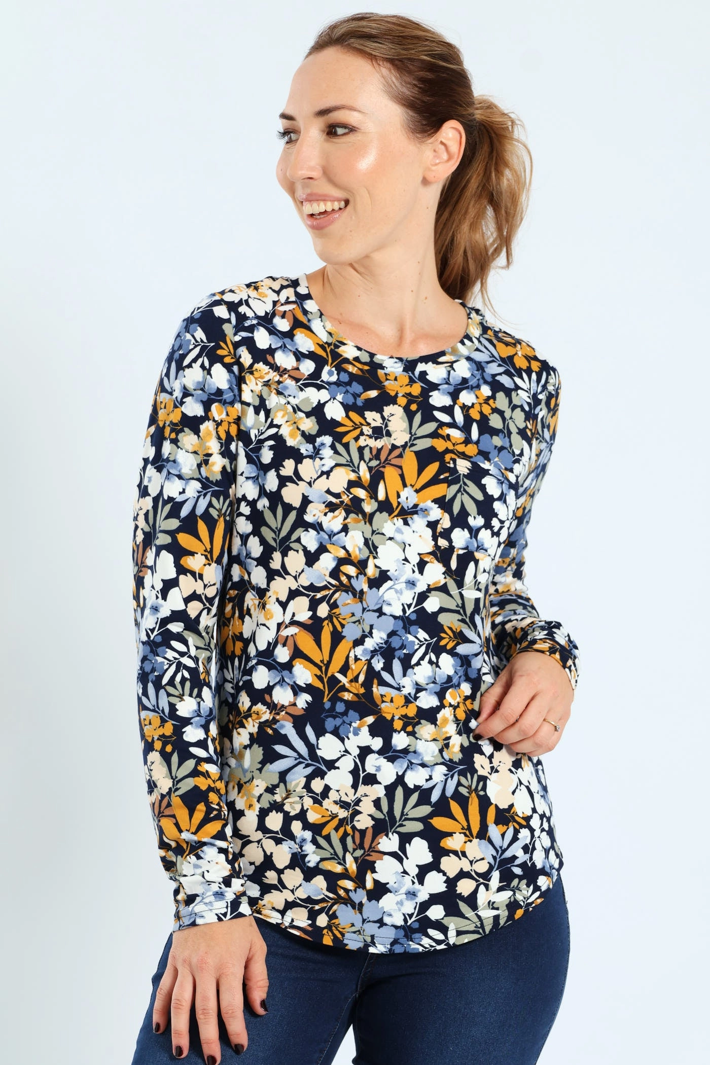 Print Pocket Crew Top