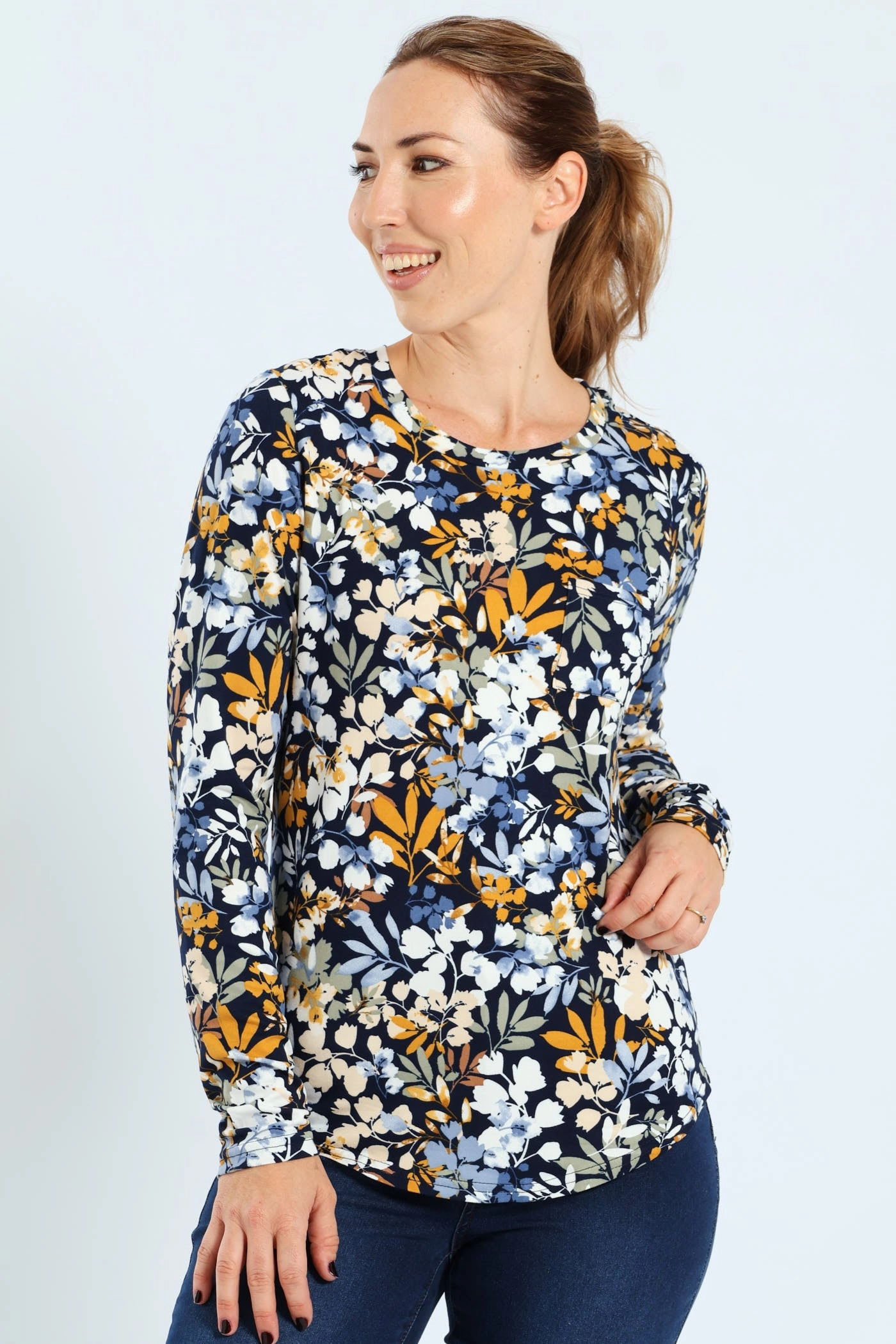 Print Pocket Crew Top