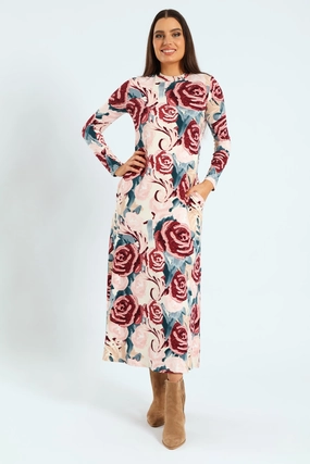 Printed A-Line Midaxi Dress - Grape/White Fashion influencers' recommendations Clothing prices