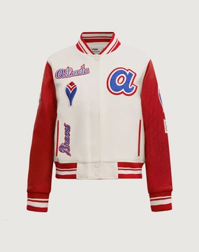 Printed fashion Pro Standard Atlanta Braves Retro Classic Wool Varsity Jacket Polyester - used fashion