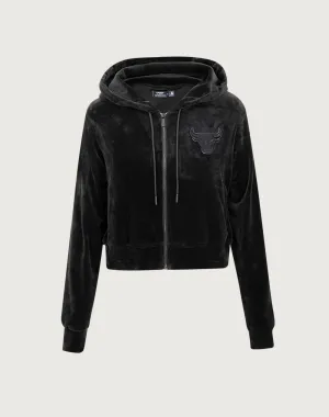 Pro Standard Chicago Bulls Triple Black Velour Zip Hoodie Business casual wear Fashion museums