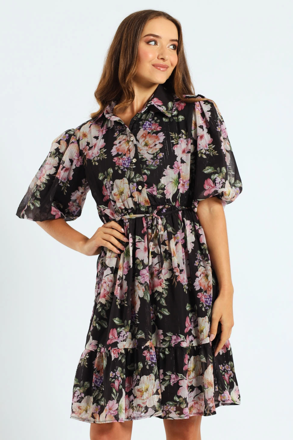Puff Sleeve Waisted Tea Dress Apparel finds Stylish products