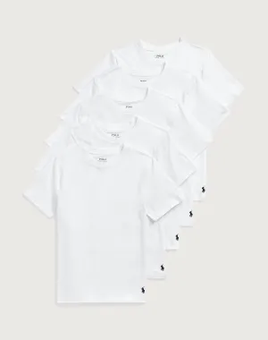 Quality apparel Polo Ralph Lauren Slim-Fit Cotton Crewneck Tee 5-Pack Grade-School Fashion customization
